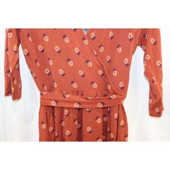 Matilda Jane Womens Brown Floral Isn't It Lovely Faux Wrap Dress S NWT - Picture 3 of 6